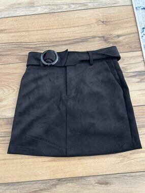 Forever 21 Black Suede Mini Skirt with Buckle